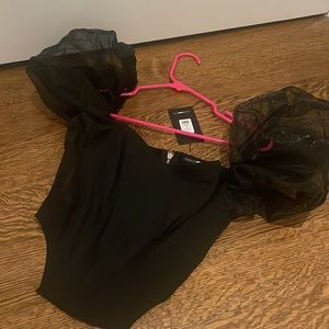 Corset top with puff sleeve